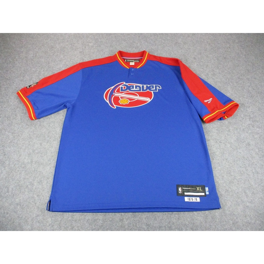VTG Denver Nuggets Basketball Jersey Mens XL Blue Reebok Hardwood Classics NBA
